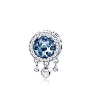 Srebrny charms Ornamo Jasne Serduszka Niebieskie ORSCC724
