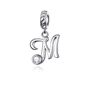 Srebrny charms zawieszka Ornamo Literka M z Cyrkonią ORSCC1183-M