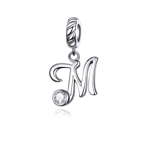 Srebrny charms zawieszka Ornamo Literka M z Cyrkonią ORSCC1183-M