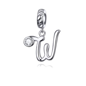 Srebrny charms zawieszka Ornamo Literka W z Cyrkonią ORSCC1183-W