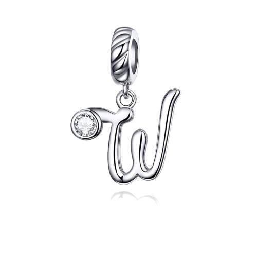 Srebrny charms zawieszka Ornamo Literka W z Cyrkonią ORSCC1183-W