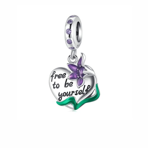 Srebrny charms zawieszka Ornamo Fioletowy Iris ORSCC2143