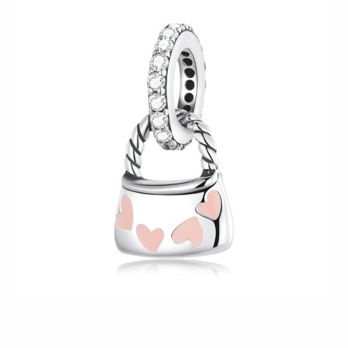 Srebrny charms zawieszka Ornamo Torebka z Serduszkami ORSCC2153