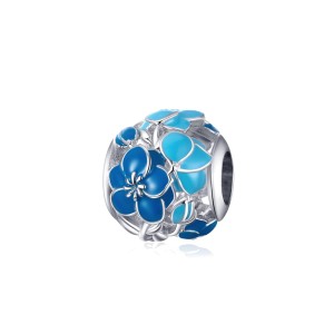 Srebrny charms Ornamo Niebieskie Kwiaty ORBSC087