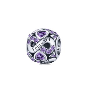 Srebrny charms Ornamo Wieczny Luty ORBSC508-2