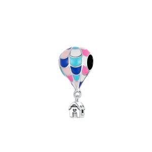 Srebrny charms Ornamo Kolorowy Balon z Domkiem ORBSC545
