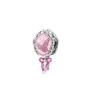 Srebrny charms Ornamo Lusterko z Motylem ORSCC2205