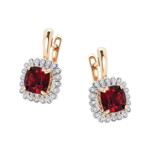 Kolczyki Verona złote z diamentami i granatami BB-Z-000-Y02-18147G