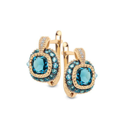 Kolczyki Verona złote z diamentami i topazami BB-Z-000-Y02-15159T