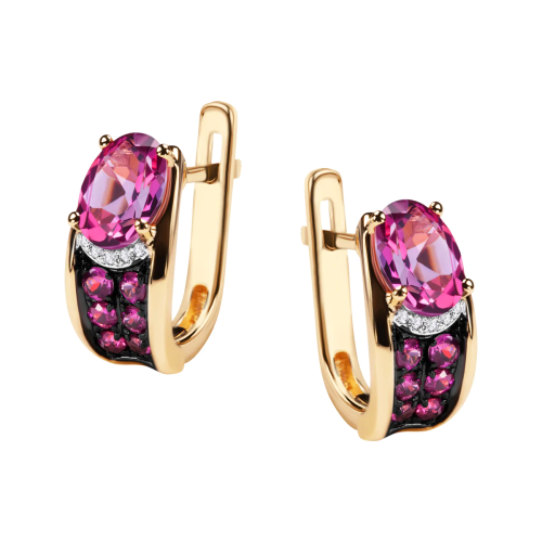 Kolczyki złote Verona z diamentami, topazami i rubinami BB-Z-000-Y02-18526