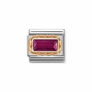Element Link Nomination Composable Rose Gold Czerwona Cyrkonia 430604/005