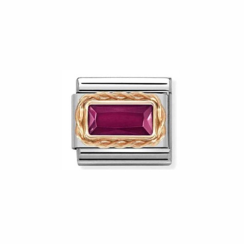 Element Link Nomination Composable Rose Gold Czerwona Cyrkonia 430604/005