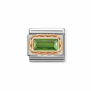 Element Link Nomination Composable Rose Gold Zielona Cyrkonia 430604/004