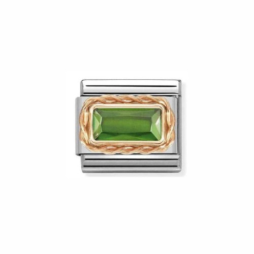 Element Link Nomination Composable Rose Gold Zielona Cyrkonia 430604/004