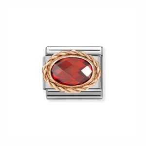 Element Link Nomination Composable Rose Gold Czerwona Cyrkonia 430603/005