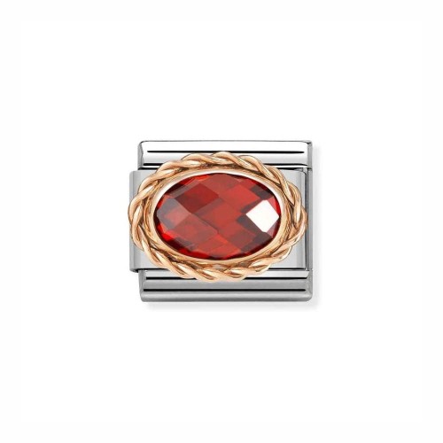 Element Link Nomination Composable Rose Gold Czerwona Cyrkonia 430603/005