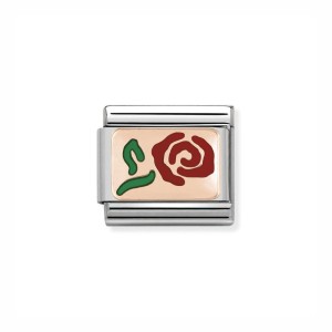Element Link Nomination Composable Rose Gold Róża z Czerwoną Emalią 430201/10