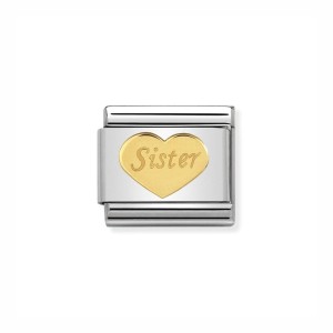 Element Link Nomination Composable Gold Serce z napisem Sister 030162/36