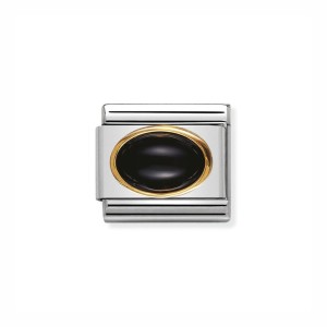 Element Link Nomination Composable Gold Czarny Agat 030502/02