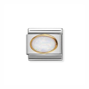 Element Link Nomination Composable Gold Biały Opal 030502/07