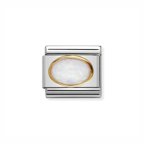Element Link Nomination Composable Gold Biały Opal 030502/07
