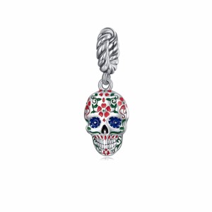 Srebrny charms zawieszka Ornamo Kolorowa Czaszka ORSCC2361