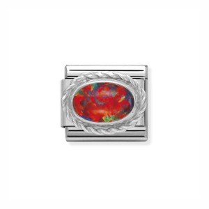Element Link Nomination Composable Silver Czerwony Opal 330503/08