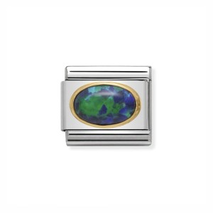Element Link Nomination Composable Gold Zielony Opal 030502/26