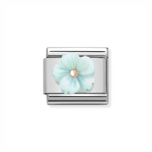 Element Link Nomination Composable Rose Gold Niebieski Kwiat 430510/04