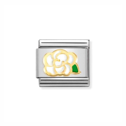 Element Link Nomination Composable Gold Kamelia Biała 030272/79