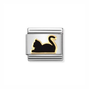 Element Link Nomination Composable Gold Czarny Kot 030272/80